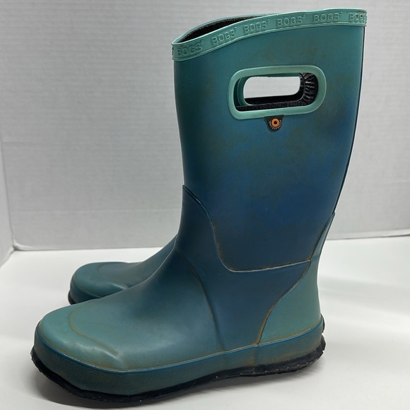 Bogs Rain Boots Waterproof Boot Pull On Rubber Ombre Blue Kids Youth Size 4 - Picture 3 of 7